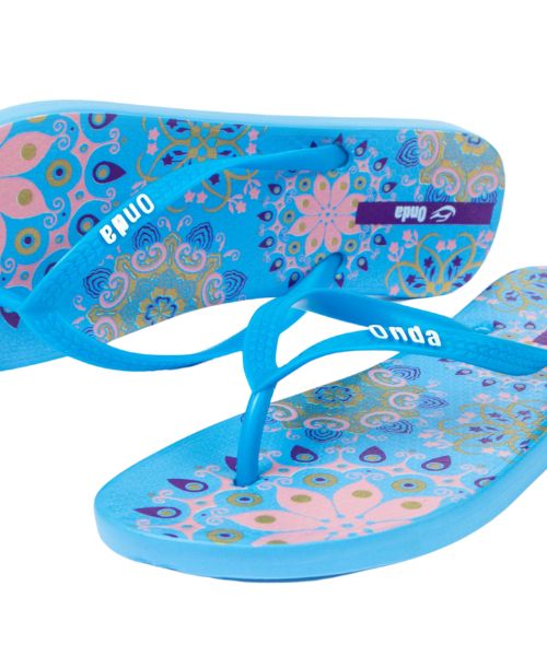 Onda‎ Printed Flip Flop Slipper Plastic For Women - Light Blue