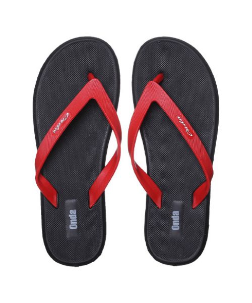 Onda‎ Solid Flip Flop Slipper Plastic For Men - Red Black
