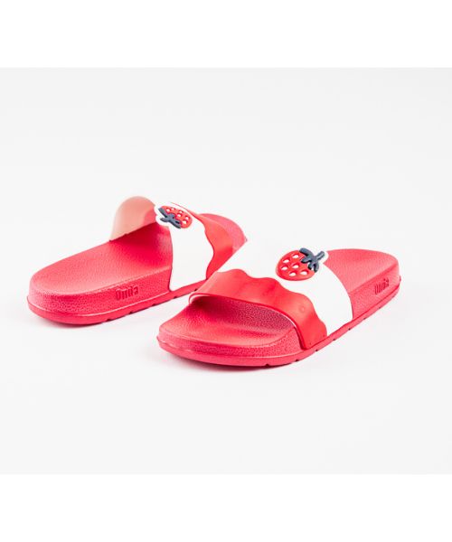 Onda‎ Pattern Slides Slipper Plastic For Girls - Red White