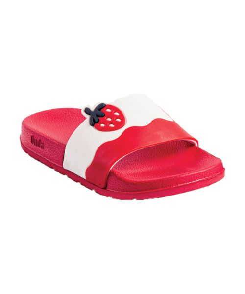 Onda‎ Pattern Slides Slipper Plastic For Girls - Red White