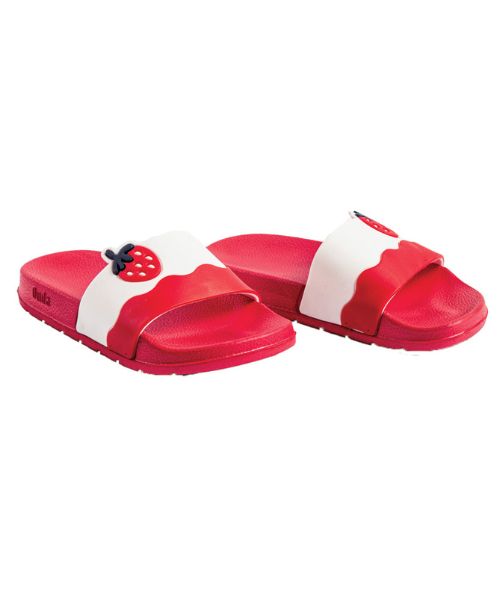 Onda‎ Pattern Slides Slipper Plastic For Girls - Red White