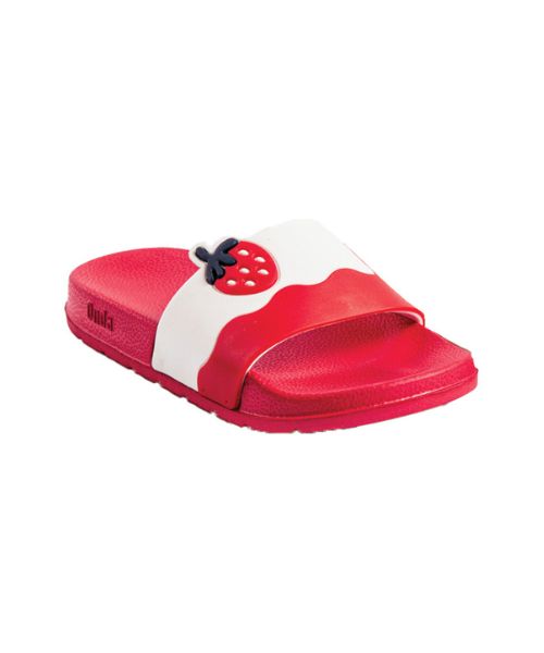 Onda‎ Pattern Slides Slipper Plastic For Girls - Red White