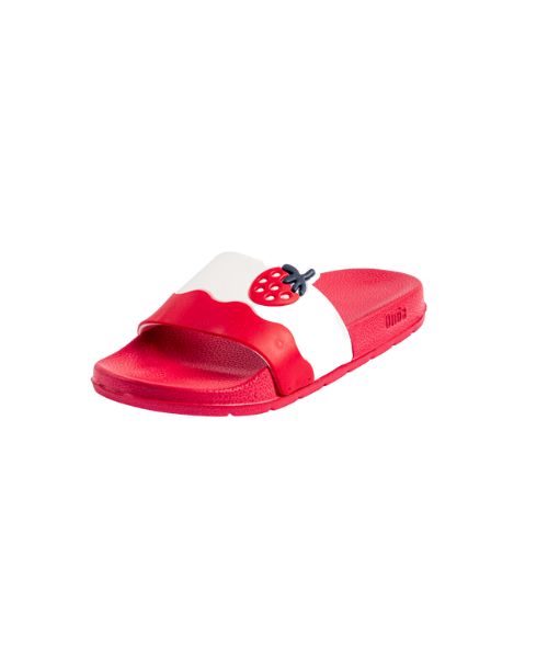 Onda‎ Pattern Slides Slipper Plastic For Girls - Red White