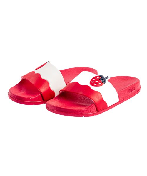 Onda‎ Pattern Slides Slipper Plastic For Girls - Red White