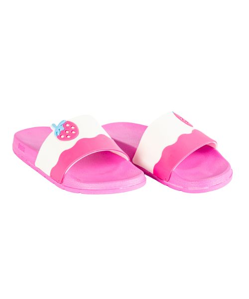 Onda‎ Pattern Slides Slipper Plastic For Girls - White Pink