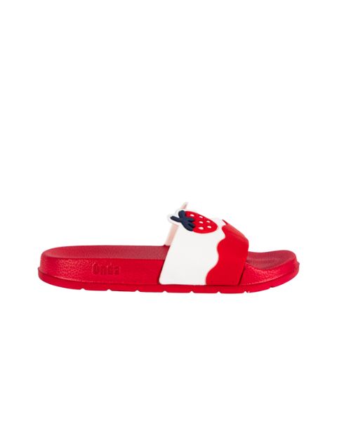 Onda‎ Pattern Slides Slipper Plastic For Girls - Red White