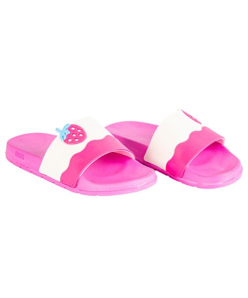 Onda‎ Pattern Slides Slipper Plastic For Girls - White Pink