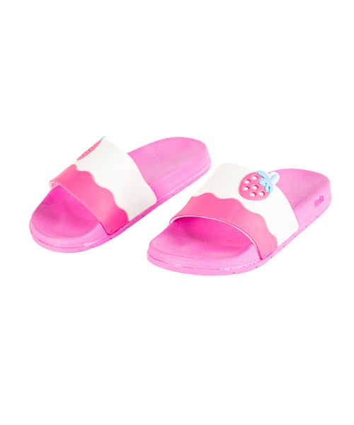 Onda‎ Pattern Slides Slipper Plastic For Girls - White Pink