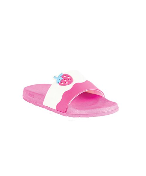 Onda‎ Pattern Slides Slipper Plastic For Girls - White Pink