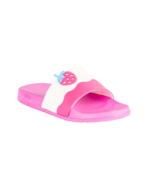 Onda‎ Pattern Slides Slipper Plastic For Girls - White Pink