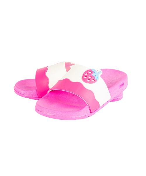 Onda‎ Pattern Slides Slipper Plastic For Girls - White Pink