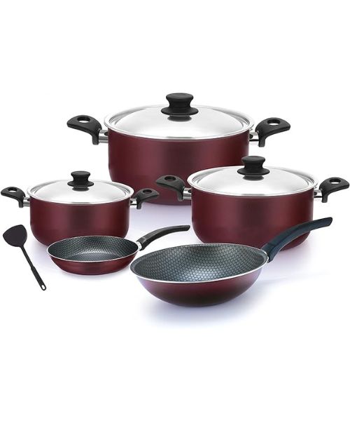 Tramontina 9-Piece Non-stick Cookware Set, Red