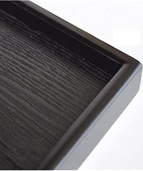 صينية تقديم مستطيلة كبيرة، صنعت يدويًا من الخشب الأسود بمقبض كبير من ماز ديزاين (45 × 35 سم)