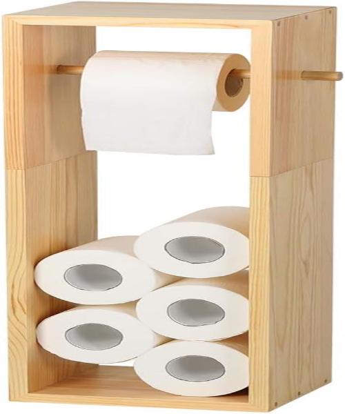 NEX Toilet Paper Holder, Bathroom Real Wood Toilet Paper Holder and Dispenser with Storage