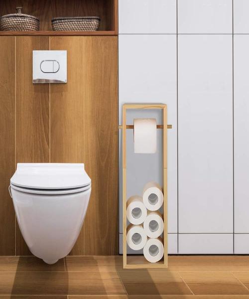 NEX Toilet Paper Holder, Bathroom Real Wood Toilet Paper Holder and Dispenser with Storage