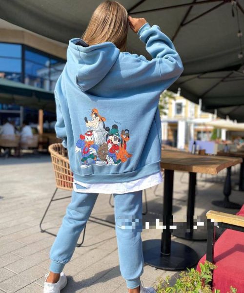Printed Milton Hoodie With Capiccio Full Sleeve For Women - Blue