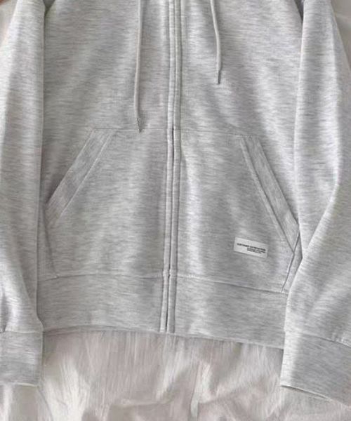 Solid Milton Sweatshirt With Capiccio And Zipper Full Sleeve For Women - Light Grey