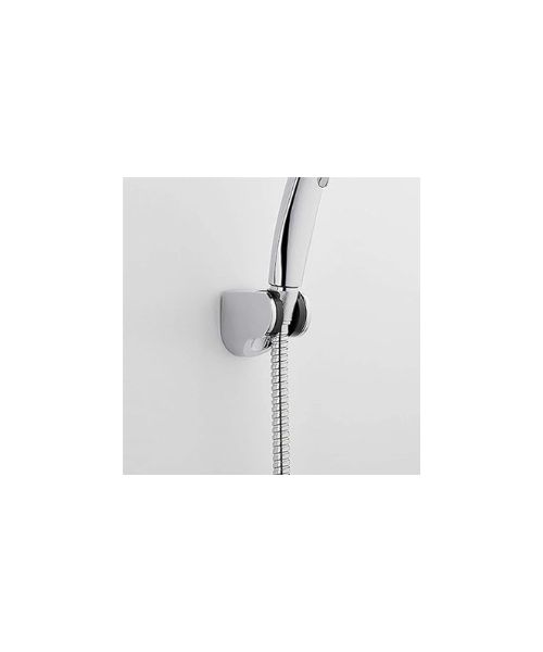 This wall-mounted hand shower head holder fits any bathroom space