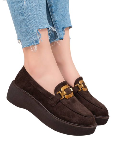Decorated Casual Shoes Flat Shamoa For Women - Dark Brown