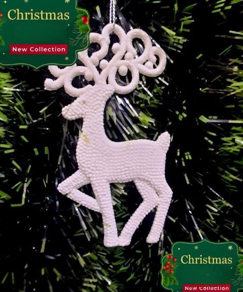 Bronze Deer Hanger For Decorate Christmas Tree 1 Piece - White