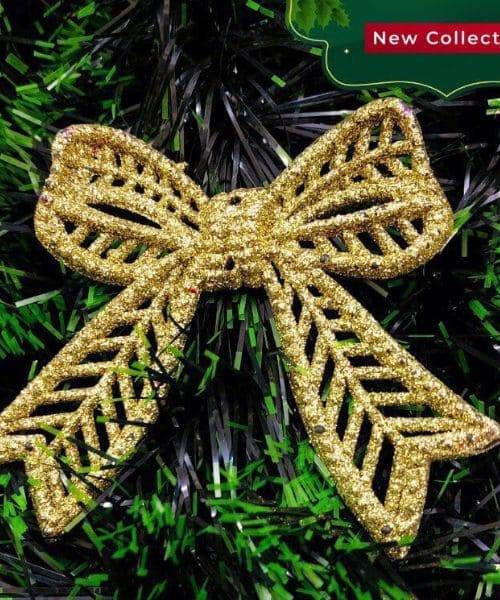 Bow Bronze For Decorate Christmas Tree 1 Piece - Gold