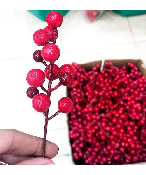 Decorative Cherry Branch To Decorate The Christmas Tree - Red