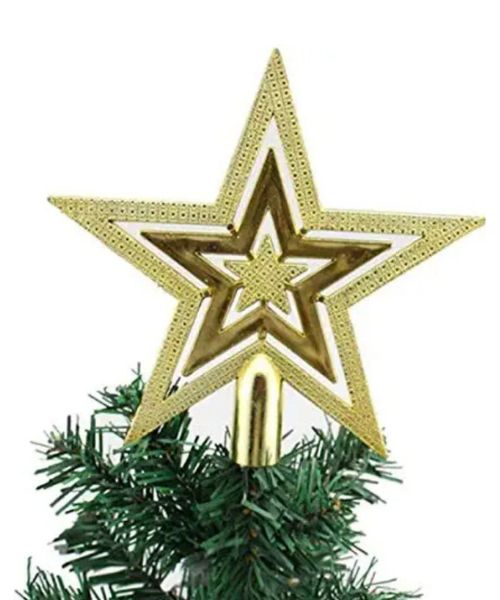 Star Plastic For Decorate Christmas Tree 10 Cm - Gold