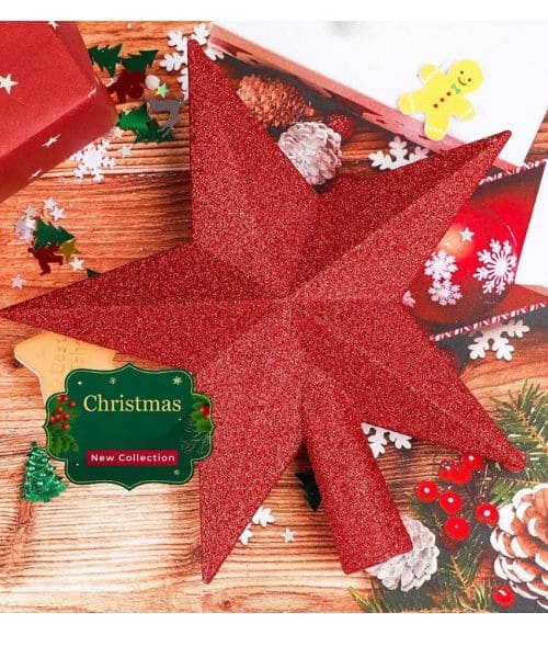 Star For Decorate The Christmas Tree 24 Cm - Red