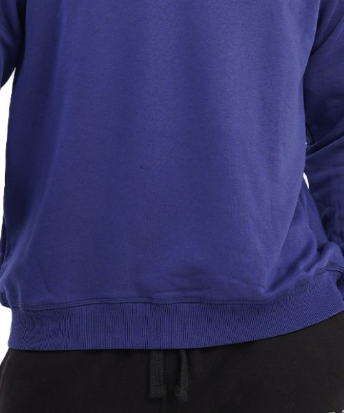 Solid Cotton Sweatshirt Round Neck Full Sleeve For Men - Blue
