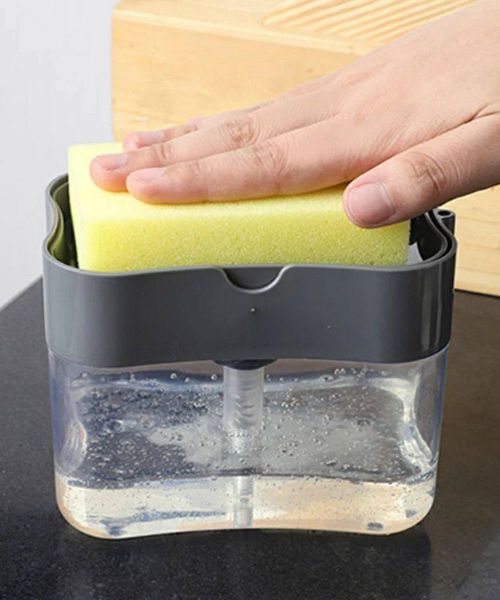 2 in 1 Kitchen Soap Dispenser with Sponge Holder Liquid Soap Pump