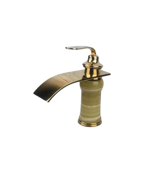 Golden waterfall marble faucet