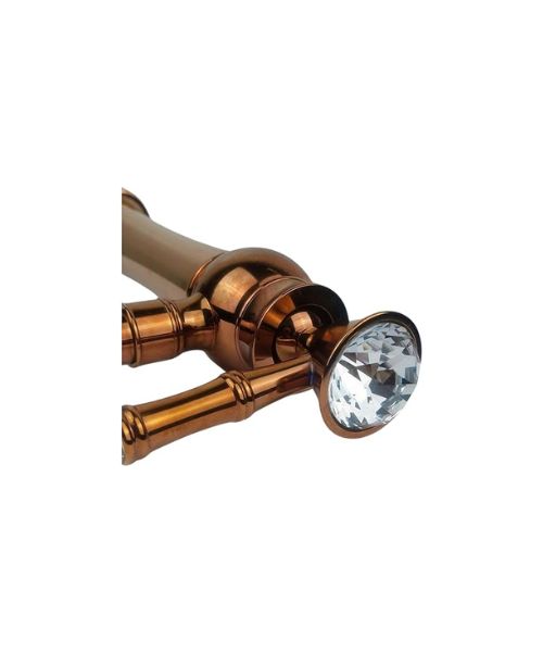 Highly decorative basin faucet, rose gold crystal, with a 180-degree swivel bridge