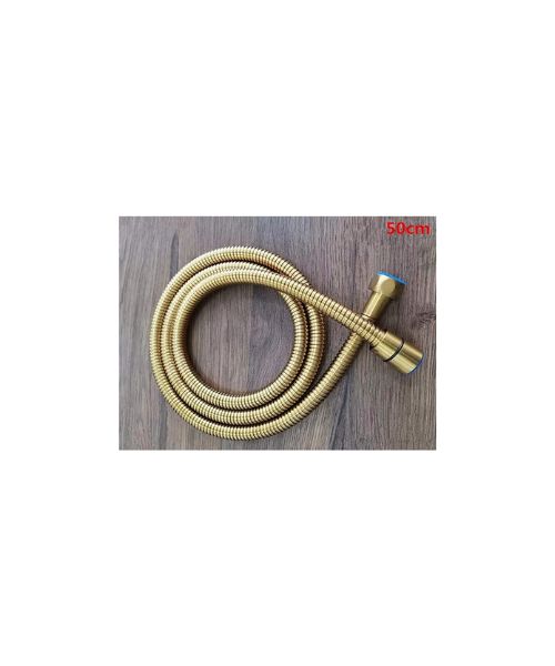 MGYXK Shower Hoses Stainless Steel 0.5m/1m Plumbing Hoses Chrome G1/2 Inch Shower Head Pipe Black Shower Bath Hose (Color : Gold 50cm)