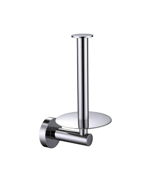 Omasi Plastic Stainless Steel Vertical Toilet Paper Holder Modern Chrome Design with Circular Board, Wall Mounted TB Roll Storage Holder