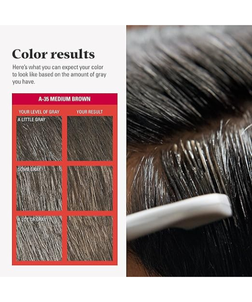 Comb-In Color , Gray Hair Coloring for Men with Comb Applicator Included, Easy No Mix Application - Dark Brown, A-45