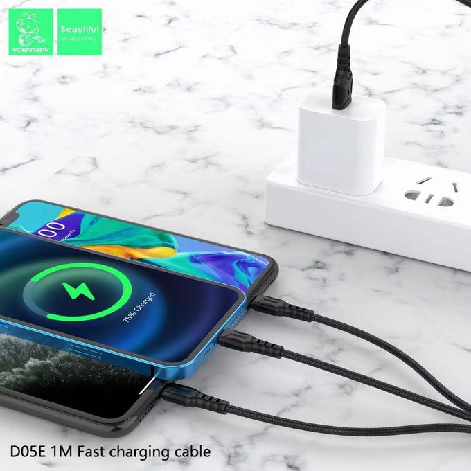 Charging Cable 3 in 1 Fast Charging Cable For Micro + Lightning + Type C
