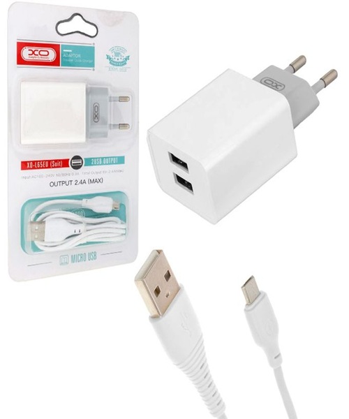 XO XO Adapter Traveler Quick Charger - 2 USB Output + Cable Micro USB
