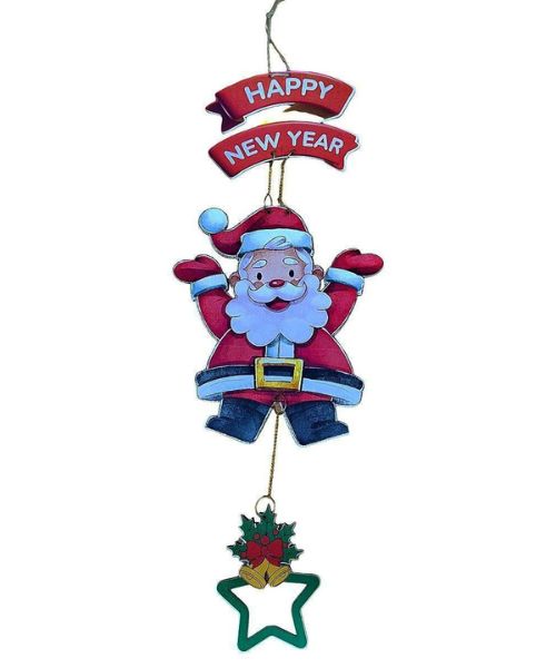 Santa Claus Wood Pendant For Decorate Christmas Tree 1 Piece - Red