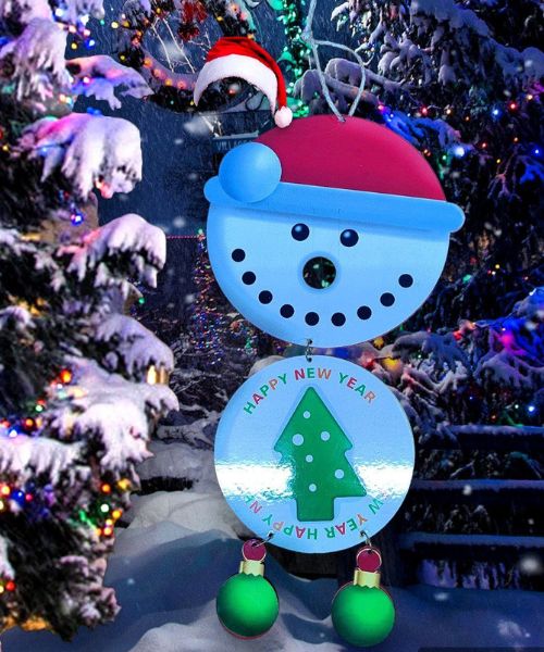 Snowman Wood Pendant For Decorate Christmas Tree 1 Piece - Light Blue