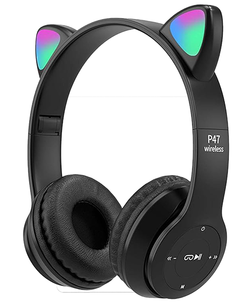 Cat ears wireless stereo headset P47M - Black