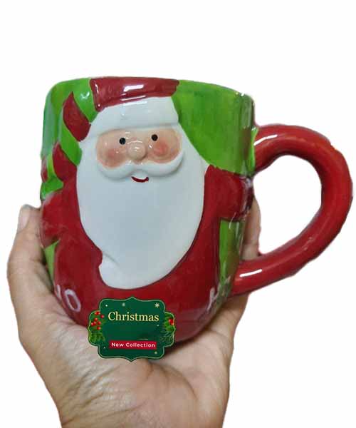 3D Porcelain Mug With Handle For Christmas - Red