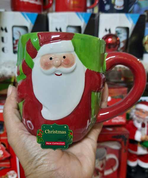 3D Porcelain Mug With Handle For Christmas - Red