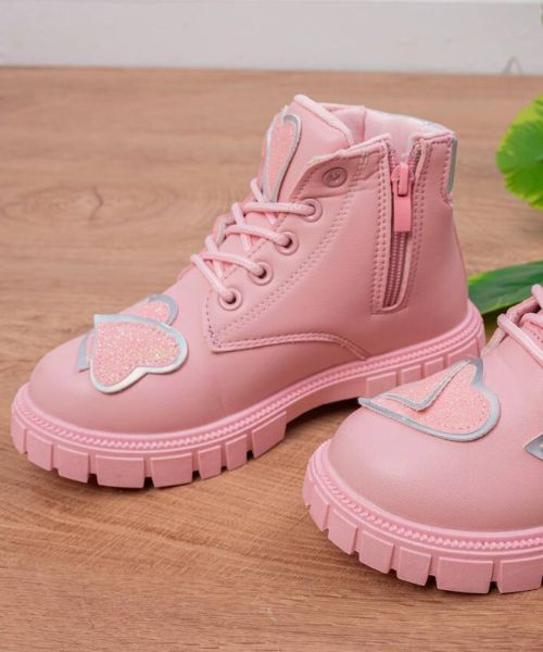 Pink low hotsell heel boots