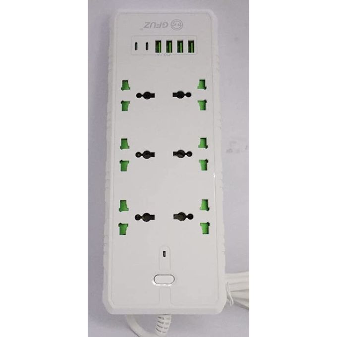 Power Distributor With 4 USB Ports And 2PD Quick Charger,Digital ، 6 AC Power Socket