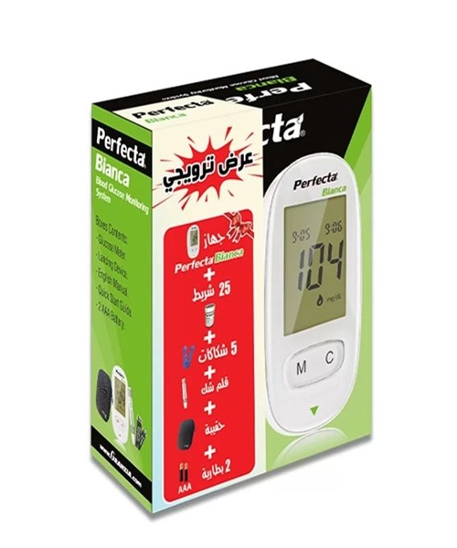 جهاز قياس السكر في الدم Granzia Perfecta Bianca + جهاز وخز + 25 شريط