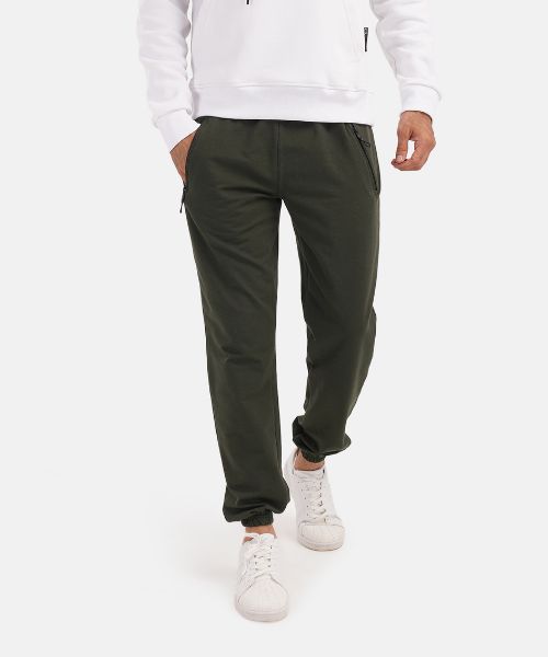 Solid Cotton Pants Comfort Fit For Men - Olive