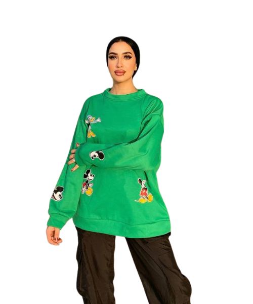 Printed Milton Sweatshirt Full Sleeve For Women - Green