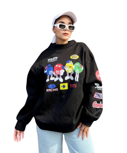 Printed Milton Sweatshirt Full Sleeve For Women - Black