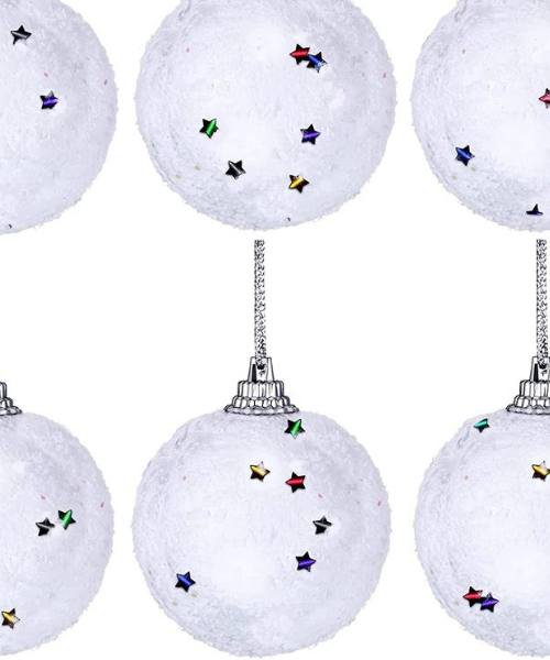 S&A Ball Shaped Pendant For Decorate Christmas Tree 6 Pieces 4 Cm - White
