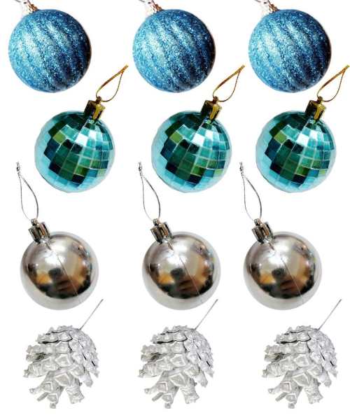 S&A Ball Shaped Pendants To Decorate The Christmas Tree12 Pieces - Multi Color